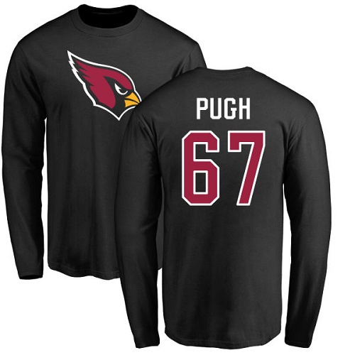 Arizona Cardinals Men Black Justin Pugh Name And Number Logo NFL Football #67 Long Sleeve T Shirt